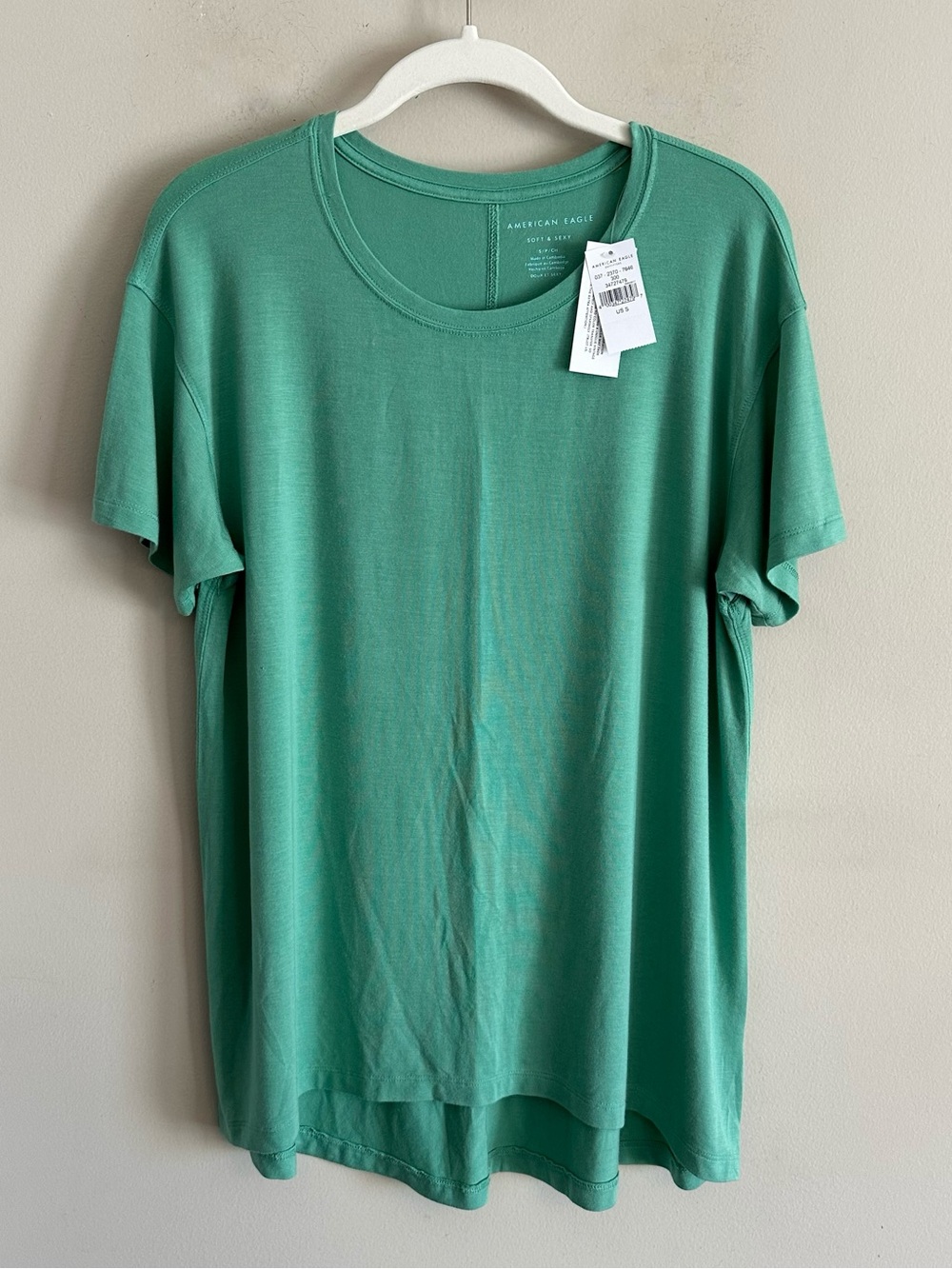 NWT American Eagle Soft & Sexy Crewneck Tee Shirt Short Sleeve Green S